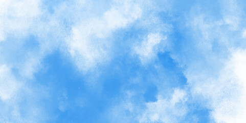Abstract white and blue isolated cloud cumulus clouds. blue aquarelle painted realistic fog or mist smoky textured canvas design. White and ash messy wall stucco texture background.