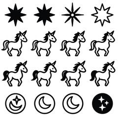 Obraz premium Cute animal vector illustration set with horse illustration