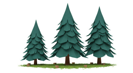 Isolated cartoon fir trees