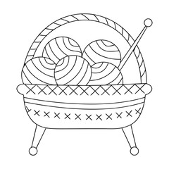  knitting basket with yarn  for coloring book