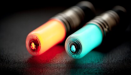 LED Flashlights Red  Teal.