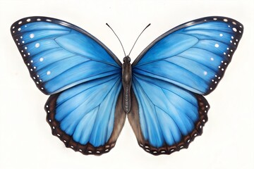 Fototapeta premium Blue Butterfly Isolated on a White Background (Butterfly)