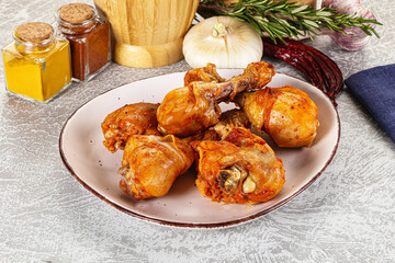 Raw marinated chicken drumstick for cooking