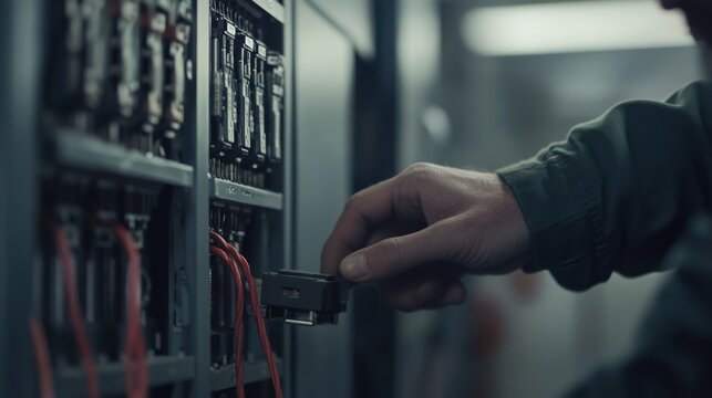 Electrician upgrading electrical panel. Featuring electrical upgrades and panel installations