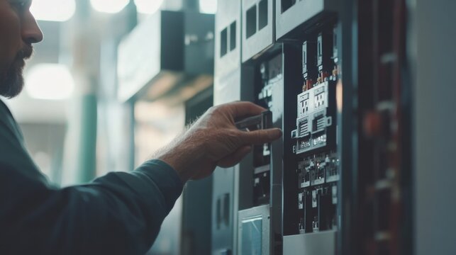 Electrician upgrading electrical panel. Featuring electrical upgrade and panel installation