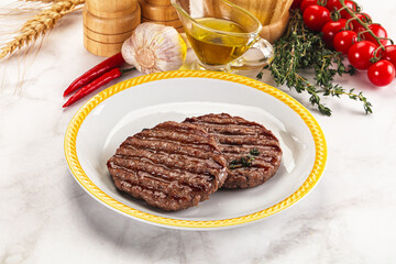 Grilled beef cutlet for burger