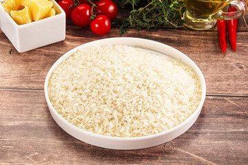 Dry Arborio rice for risotto