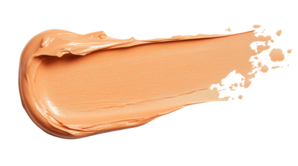 Bright orange color corrector smear, creamy and pigmented, isolated texture on white background, PNG for design use 