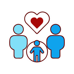 Family Love Icon Representing Parents and Child  