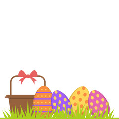 Colorful Eggs In Grass Illustration