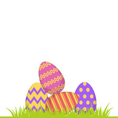 Colorful Eggs In Grass Illustration