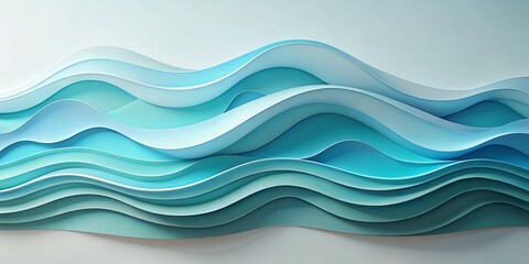 Obraz premium Abstract Light Blue Paper Cut Background: Elegant Wavy Curves & Layered Design