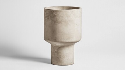 A tall, cylindrical concrete vase with a flared top and a short, cylindrical base.