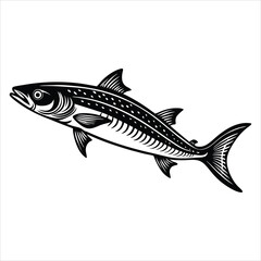 Elegant Black and White Fish Illustration