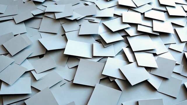 A scattered arrangement of blank square paper sheets on a textured surface, ideal for design projects