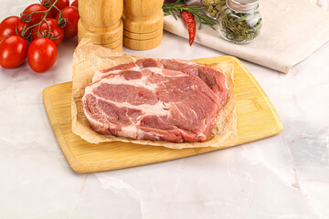Raw pork neck steak sirloin