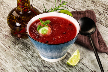 Sweet watermelon gazpacho with cucmber