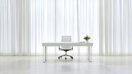 Sleek Office Minimalism: Sunlit Workspace with Design Aesthetics Design

