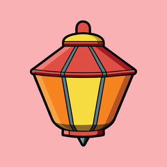 Colorful Cartoon Lantern with a Pink Background, New Year Object  Perfect for Festive Decor