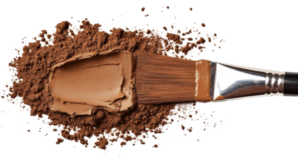 Smudge of clay face mask, earthy brown color, textured with brush strokes, isolated on white background, high-resolution PNG