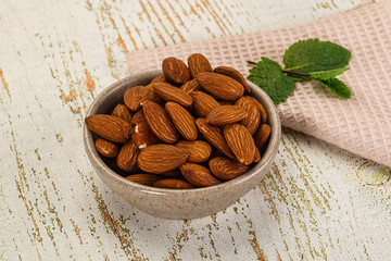 Tasty ripe almond nuts heap