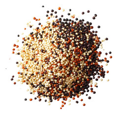 Mixed quinoa showcases variety of colors and textures isolated on a Transparent background for healthy eating, Mixed quinoaisolated on PNG background