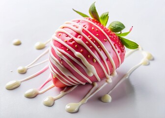Aerial View of Pink Strawberry Dipped in White Chocolate