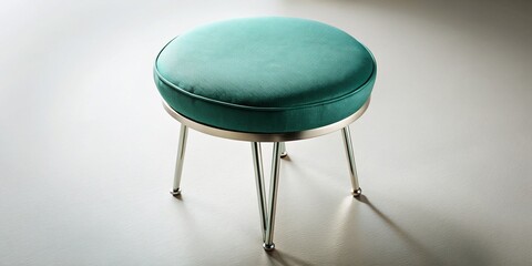 Aerial View of Stylish Upholstered Stool with Curved Metal Legs
