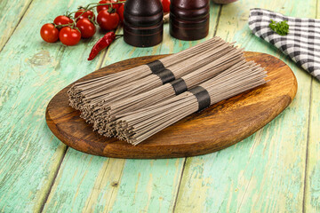 Raw dry bukwheat soba noodles