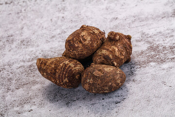 Brown topinambur roots for cooking