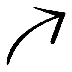  Hand drawn black curved arrow pointing upwards. A simple illustration for the concepts of business growth, positive trends and progress