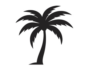 Tropical palm tree silhouette on a white surface, tropical nature, palm tree, beach vibe, island icon, summer symbol