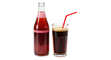 Isolated Bottle and Glass of Soda