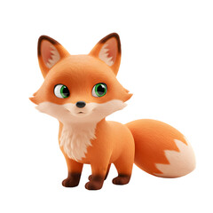 Obraz premium Charming 3D rendering of a Cartoon Fox, Isolated on a Pristine White Backdrop