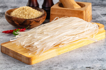 Raw dry pho noodles for cooking