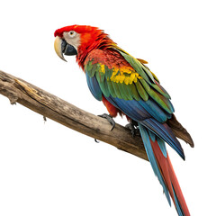 Fototapeta premium parrot perched on a branch isolated on white background