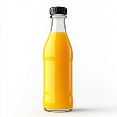 Fresh Orange Juice Glass Bottle on White Background for Healthy Lifestyle