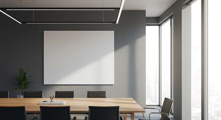 Fototapeta premium Modern Conference Room: Sunlight & Minimalist Design AI Generated