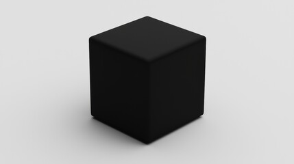 A 3D rendering of a black cube.