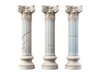 Greek style pillars isolated on transparent background