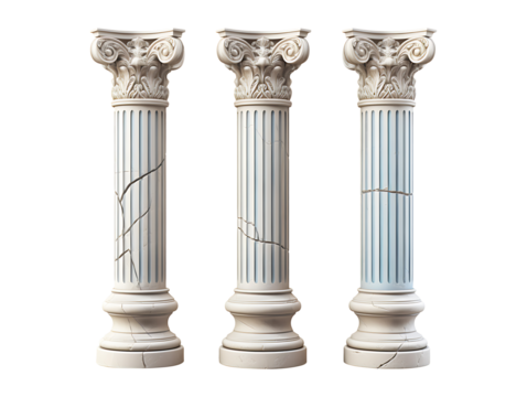 Greek style pillars isolated on transparent background
