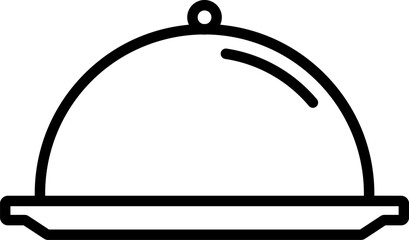 Tray and cloche icon in linear style.
