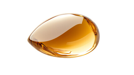 Close-up of golden liquid serum drop texture, high gloss finish, translucent look, on white background, PNG transparent edge, professional product photography style