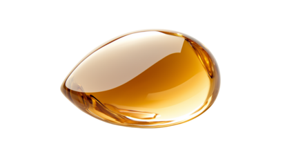 Close-up of golden liquid serum drop texture, high gloss finish, translucent look, on white background, PNG transparent edge, professional product photography style
