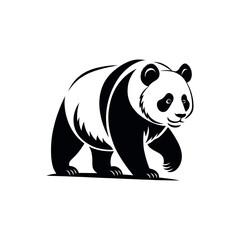 panda silhouette logo vector line art logo design