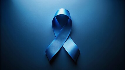 Blue Awareness Ribbon Dark Background Stock Photo - Prostate Cancer, Autism, ADD, Depression, World Oceans Day