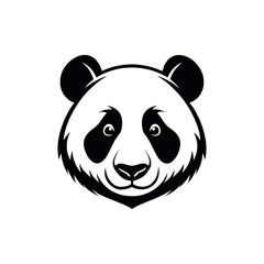 panda silhouette logo vector line art logo design