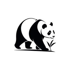 panda silhouette logo vector line art logo design