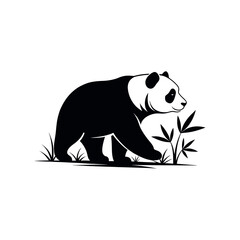 panda silhouette logo vector line art logo design