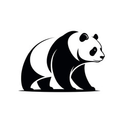 panda silhouette logo vector line art logo design